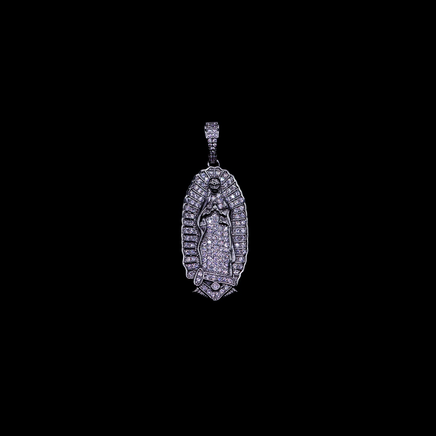 Diamond Virgin Mary Pendant White Gold
