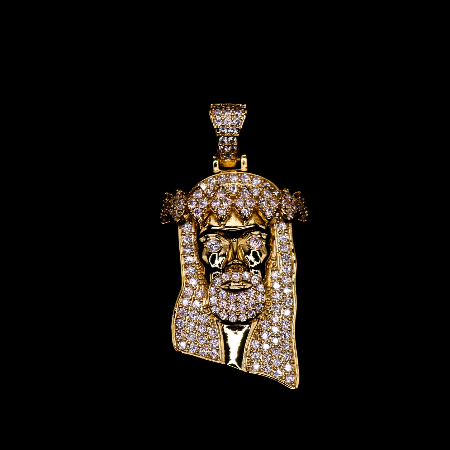 Diamond Jesus Face Pendant Gold