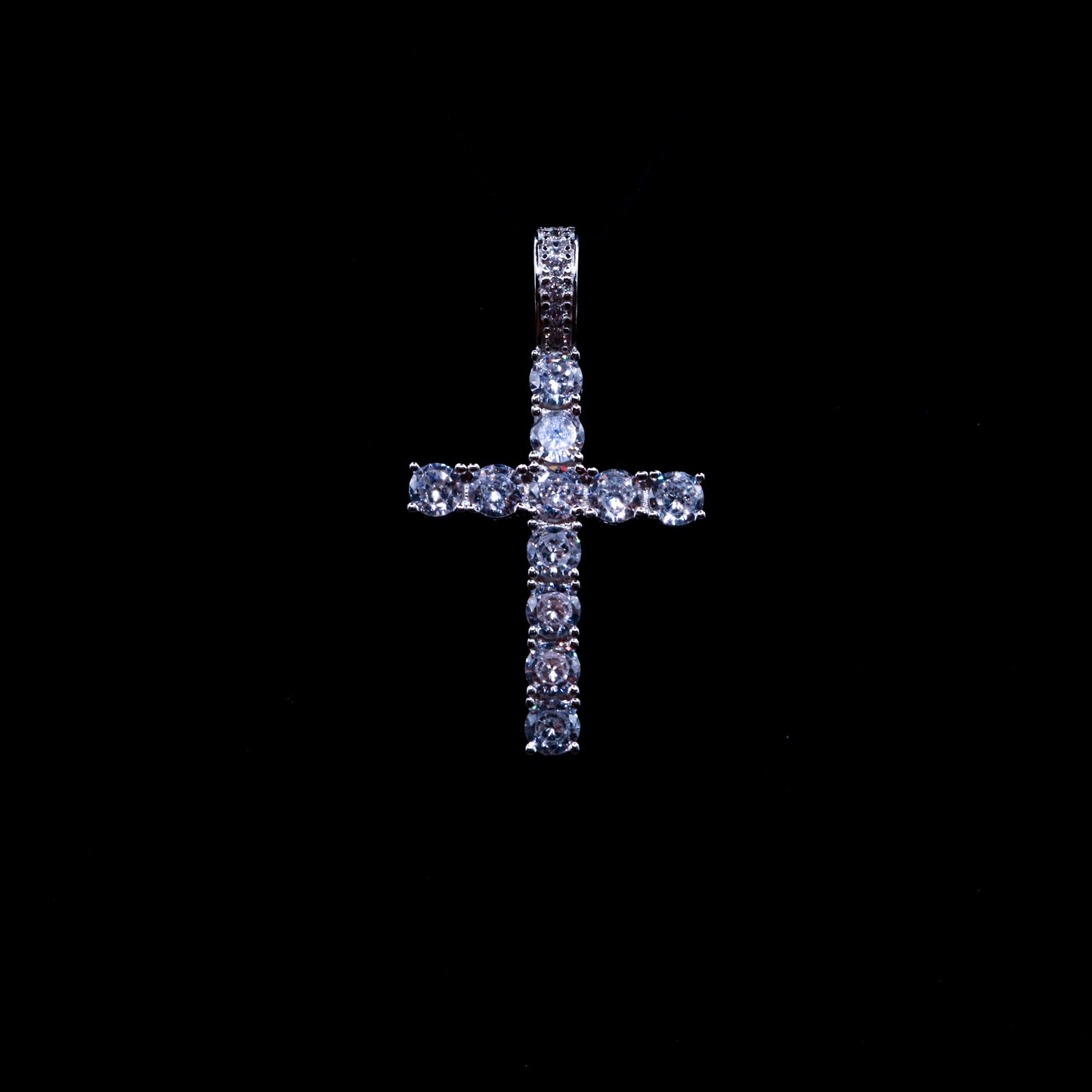 Diamond Cross Pendant in Sterling Silver