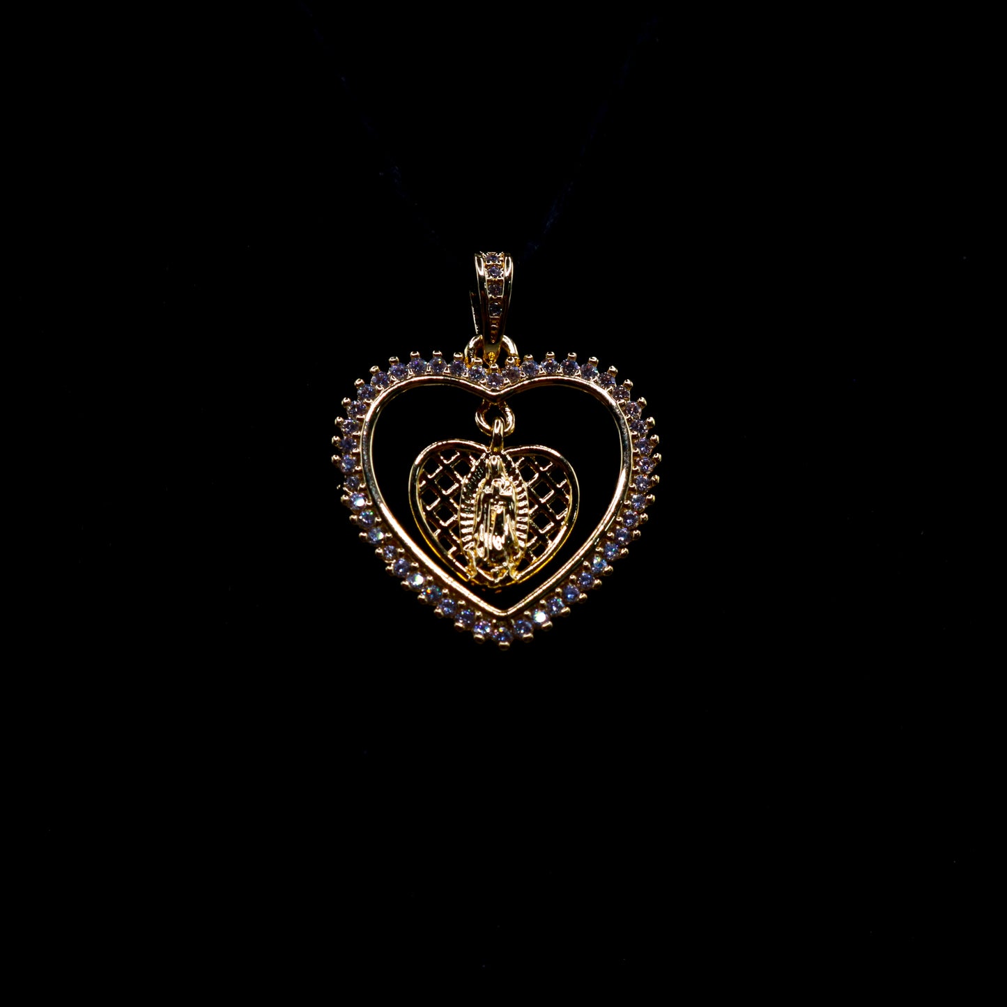Diamond Heart Virgin Mary Pendant