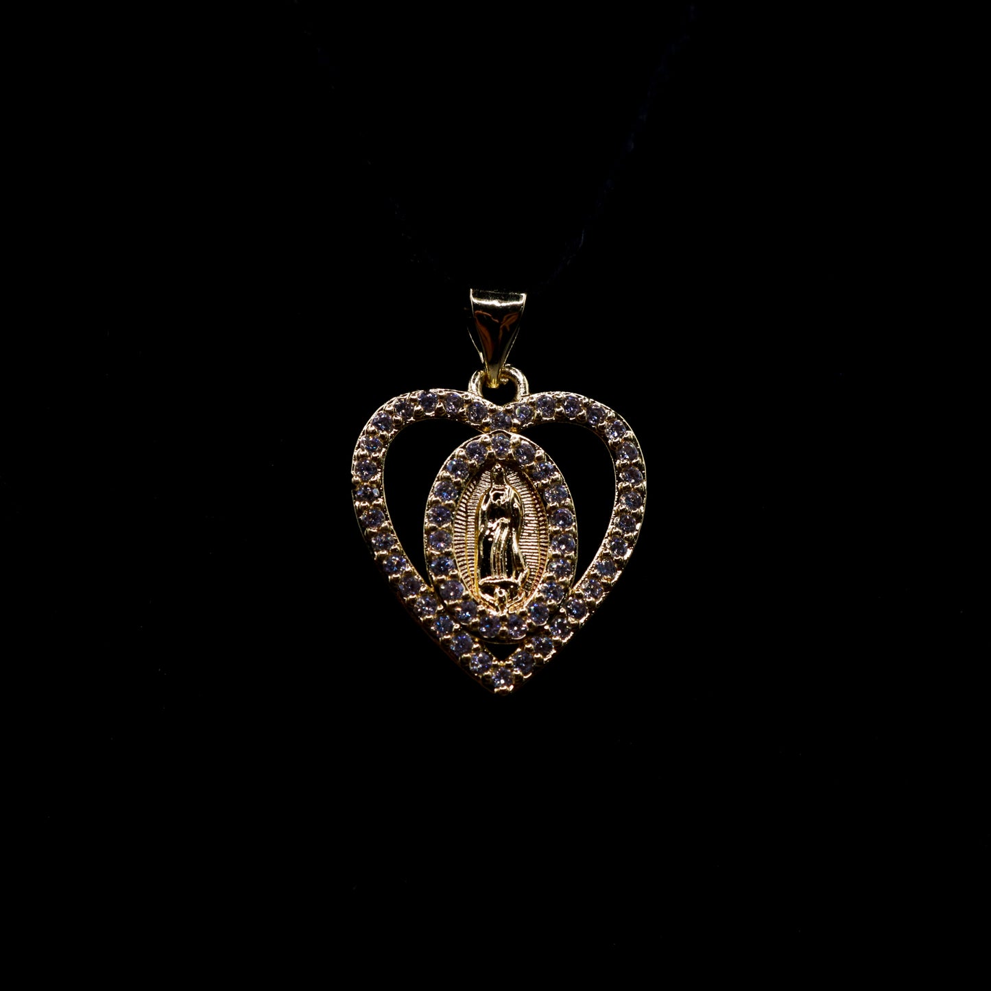 Small Heart Iced Virgin Mary Pendant