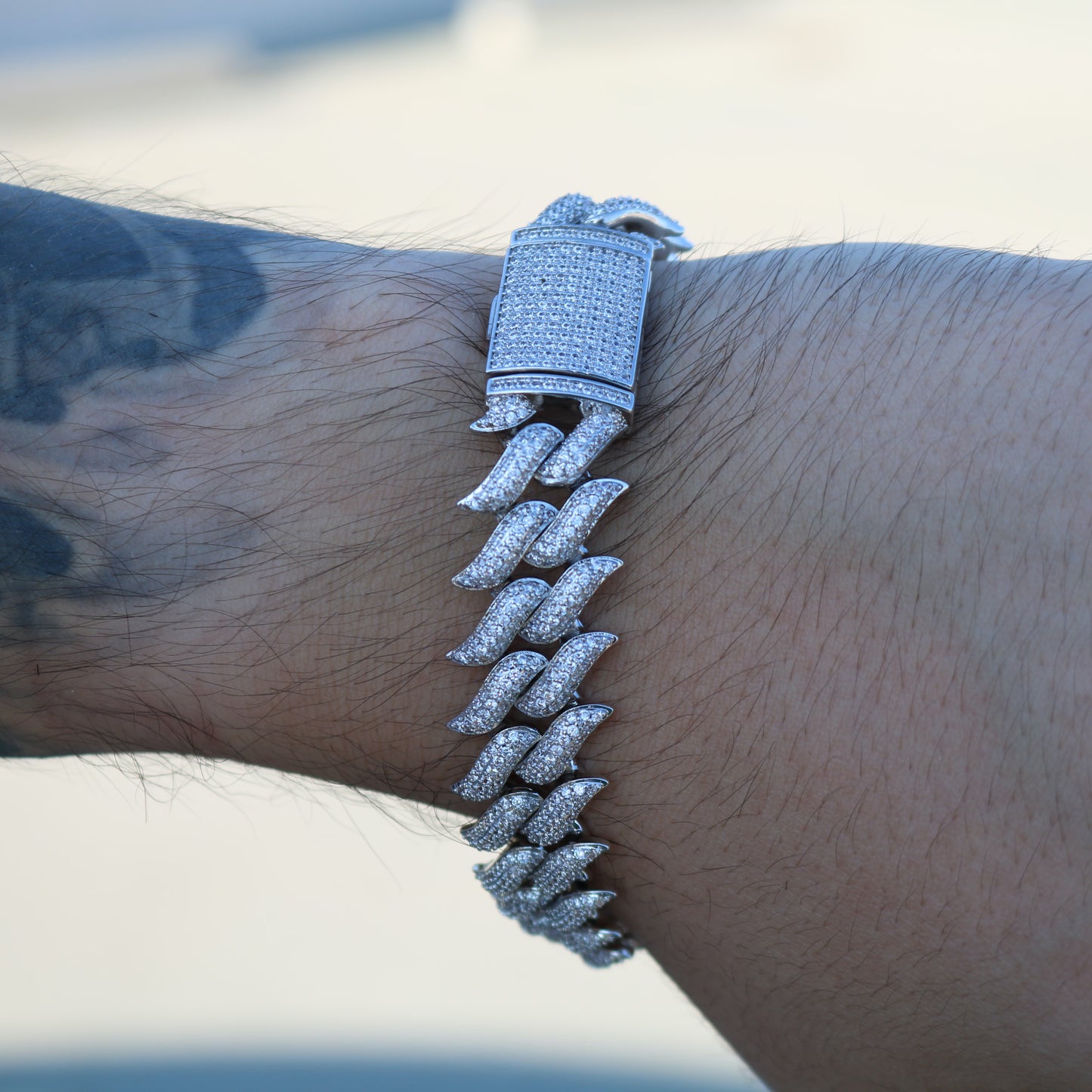 Diamond Cuban Link Spiked Bracelet