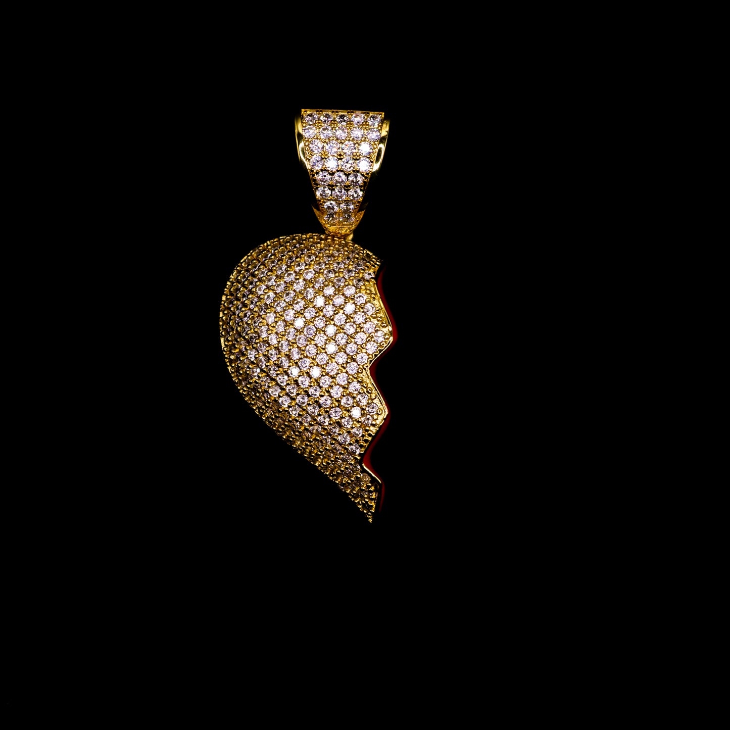 Gold Diamond Half Heart Pendant