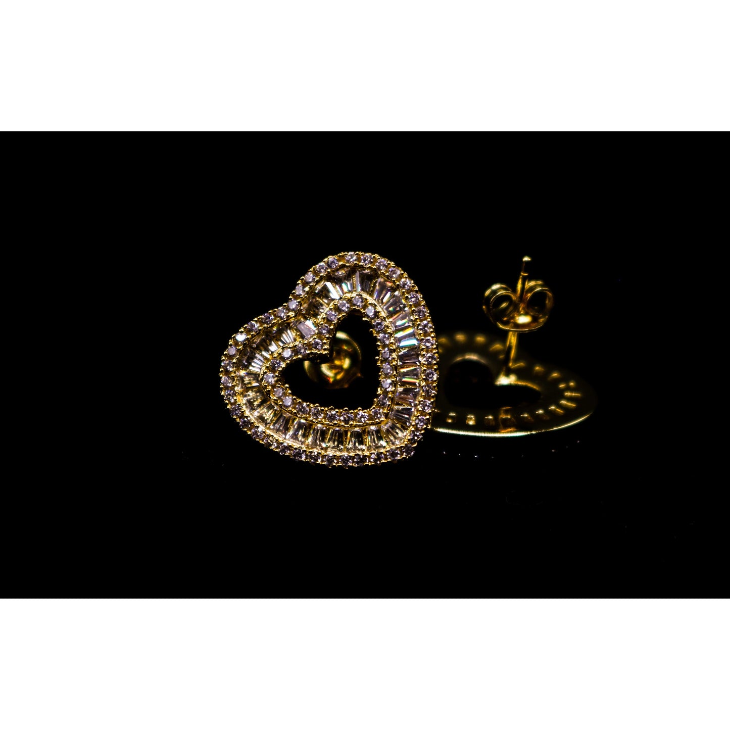 Diamond Heart Stud Earrings