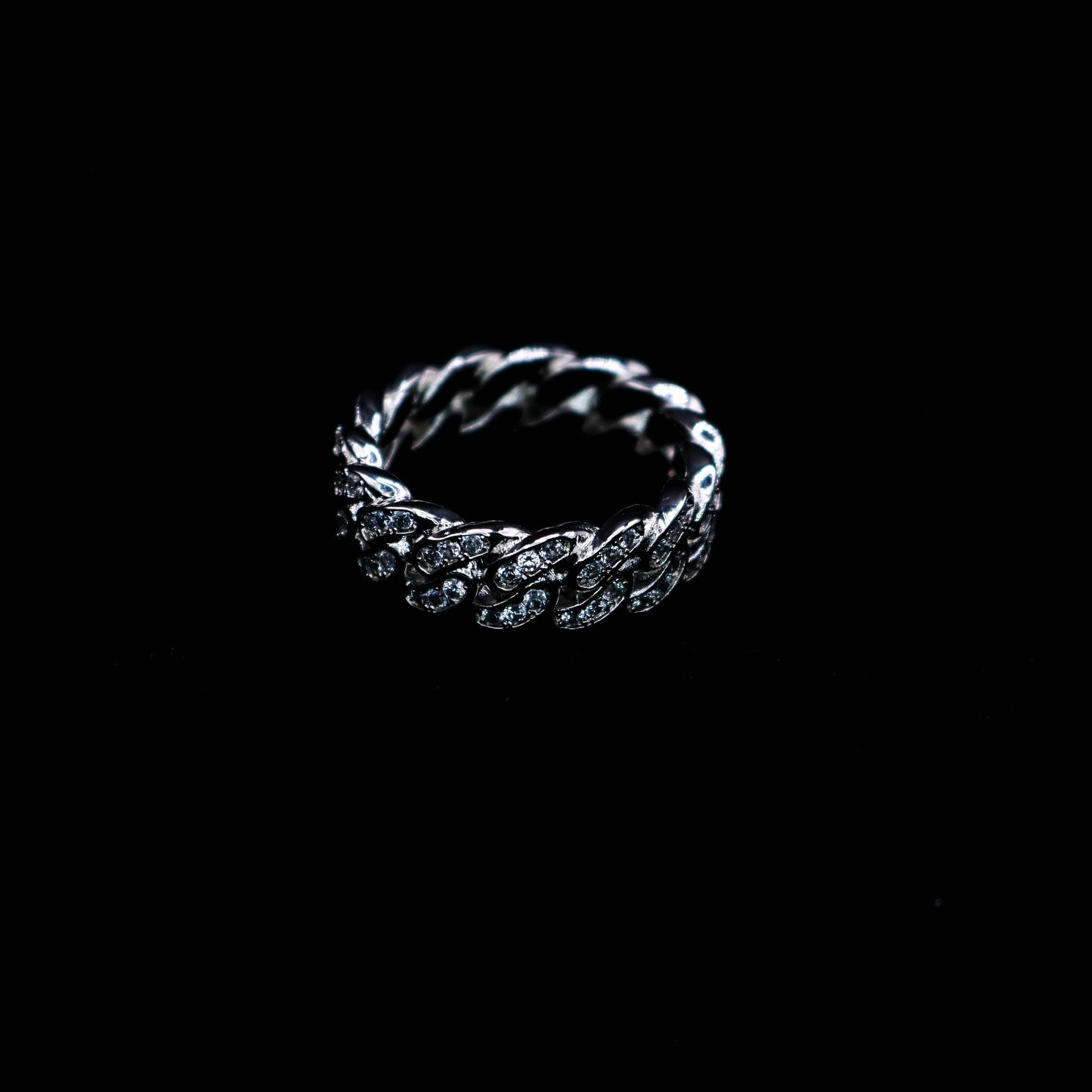Diamond Cuban Link Ring in White Gold