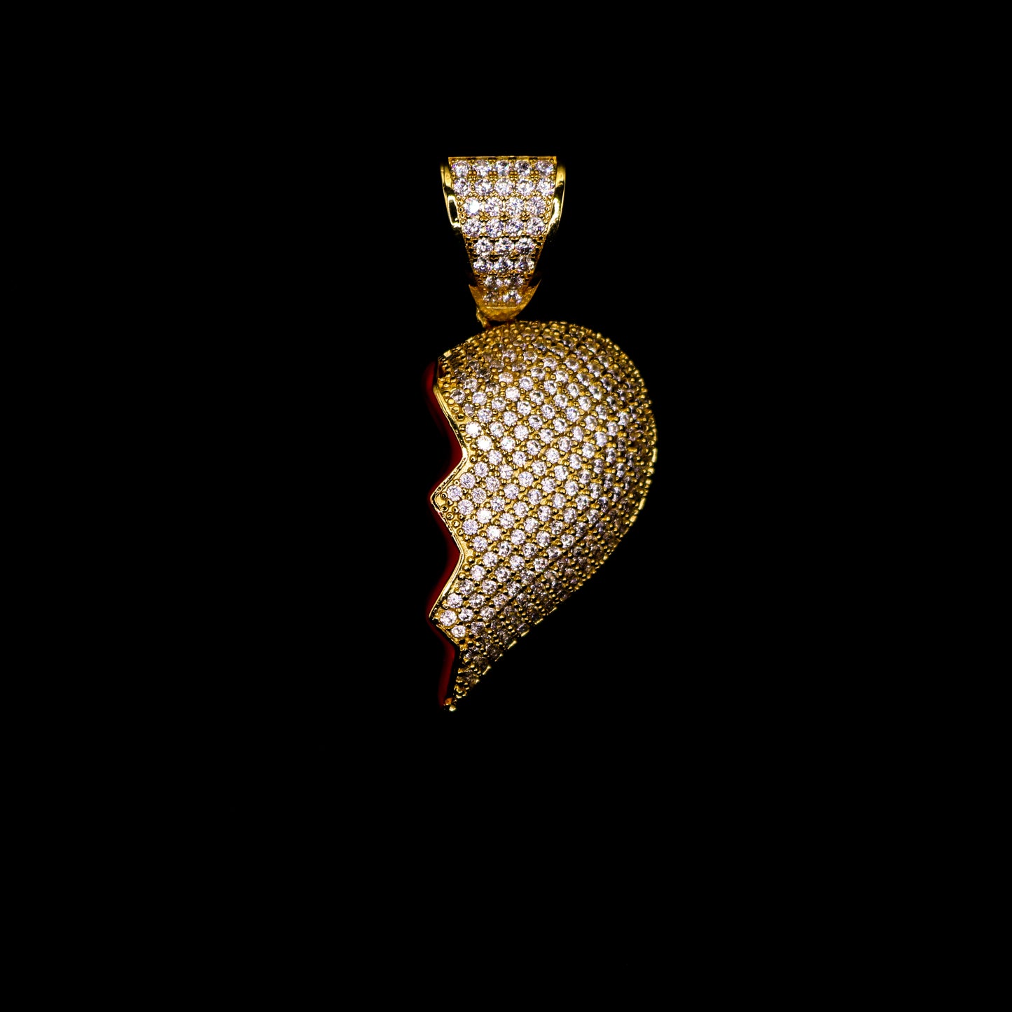 Gold Diamond Half Heart Pendant